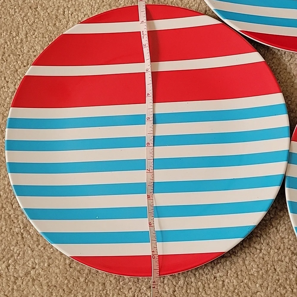 Striped Red and Blue Melanine Plates - Multipack